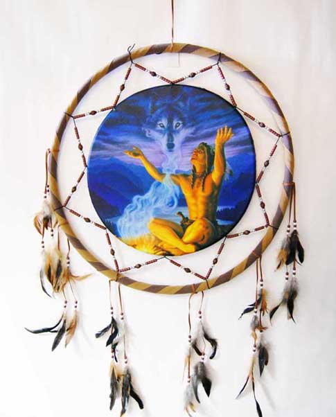 Dream Catcher Indian Man Meditating 26 Inch