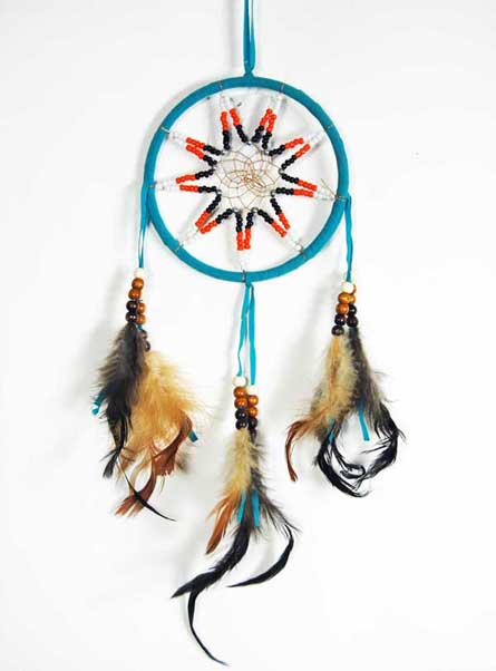 Dream Catcher Turquoise With Feathers 5 Inch