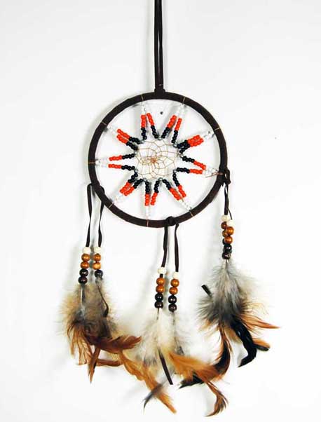 Dream Catcher Brown With Feathers 5 Inch