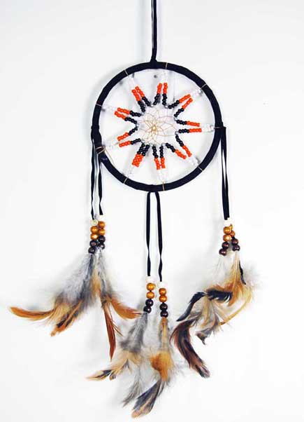 Dream Catcher Black With Feathers 5 Inch