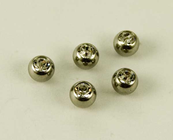 Body Piercing Jewelled Balls 1.2x4mm Clear Stones 5pcs