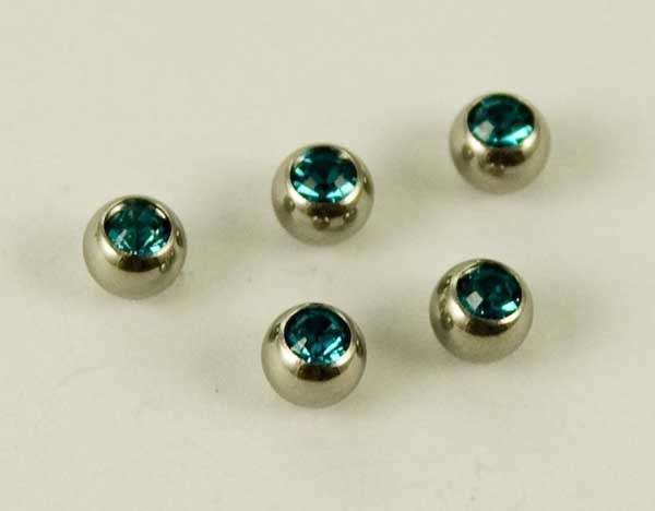 Body Piercing Jewelled Balls 1.2x4mm Blue Zirconia Stones 5pcs