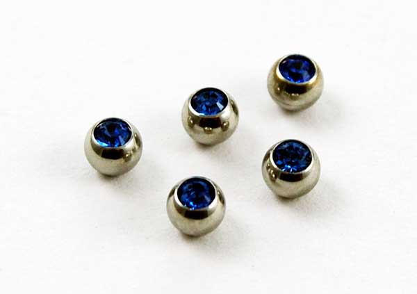 Body Piercing Jewelled Balls 1.2x4mm Sapphire Stones 5pcs