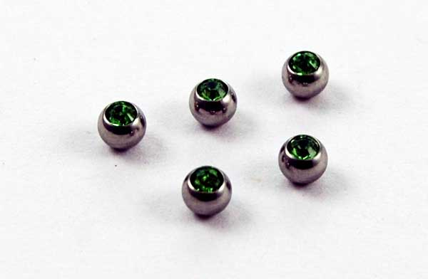 Body Piercing Jewelled Balls 1.2x4mm Peridot Stones 5pcs