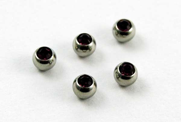 Body Piercing Jewelled Balls 1.2x4mm Amethyst Stones 5pcs
