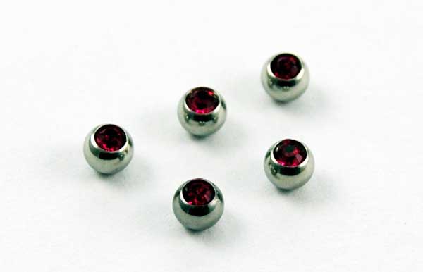 Body Piercing Jewelled Balls 1.2x4mm Rose Stones 5pcs