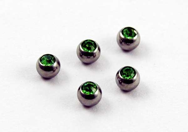 Body Piercing Jewelled Balls 1.6x4mm Peridot Stones 5pcs