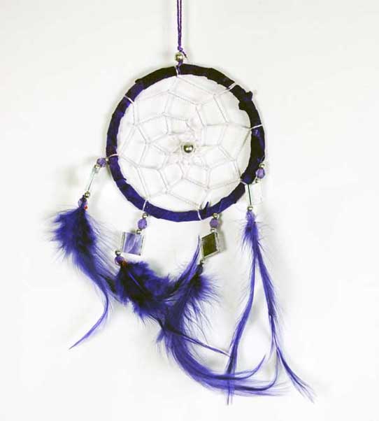 Dream Catcher Purple With Mirrors And Feathers 9cm 5094