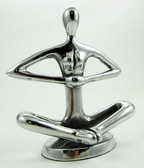 Figurine Yoga Sitting With Arms On Chest Brass Silver Coloured