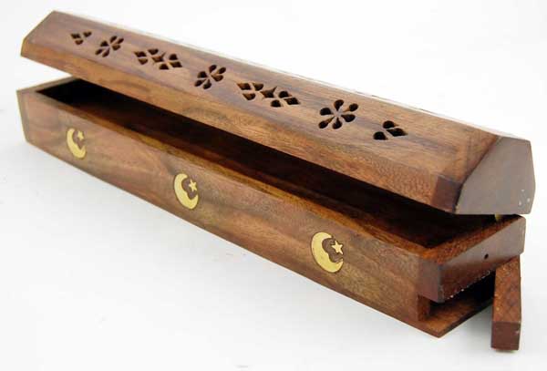 Ashcatcher Box Sheesham Wood Moon And Stars Design 12 Inch