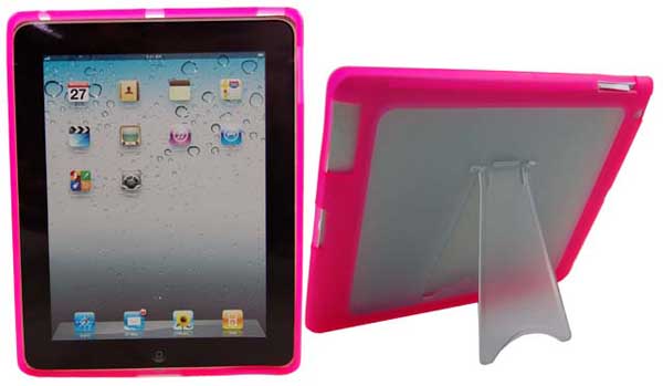 Ipad 2 Silicon Case With Stand Pink