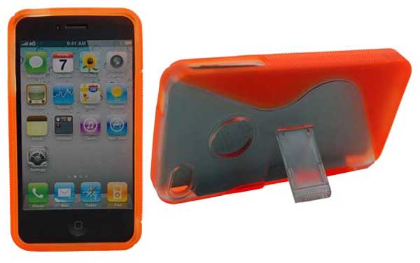 Iphone 4 Silicon Case With Stand Orange