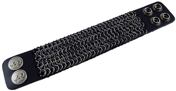 Bracelet Black With Chains Leather Look
