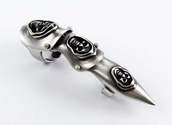 Ring Armour Pewter Reaper Faces One Size Only