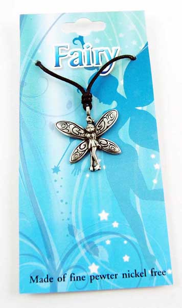 Pendant Pewter Fairy With Large Butterfly Wings