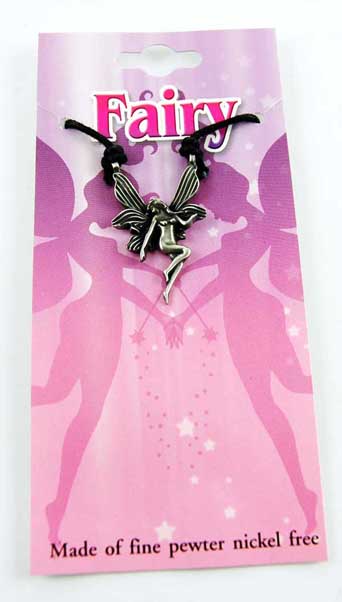 Pendant Pewter Fairy Plain With Ribbed Style Wings