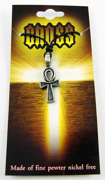 Pendant Pewter Ankh Black
