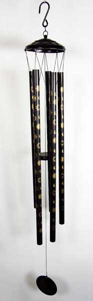 Wind Chime Black With Aluminium Tubes Sun And Moon 41 Inch