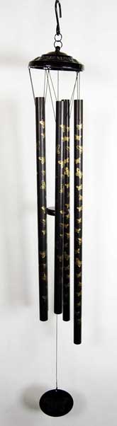 Wind Chime Black With Aluminium Tubes Butterfly 41 Inch