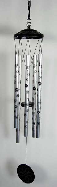 Wind Chime Silver Colour With Aluminium Tubes Flowers 31 Inch