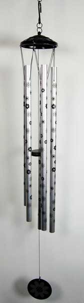 Wind Chime Silver Colour With Aluminium Tubes Flowers 41 Inch