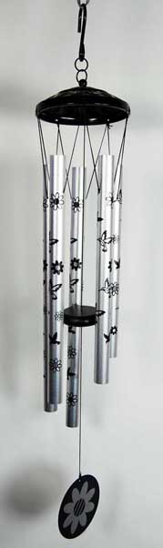 Wind Chime Silver Colour With Aluminium Tubes Birds 32 Inch