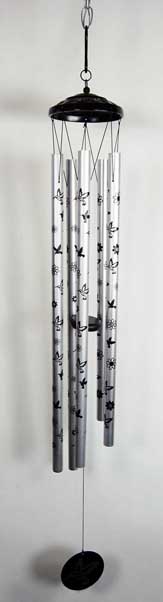 Wind Chime Silver Colour With Aluminium Tubes Birds 41 Inch