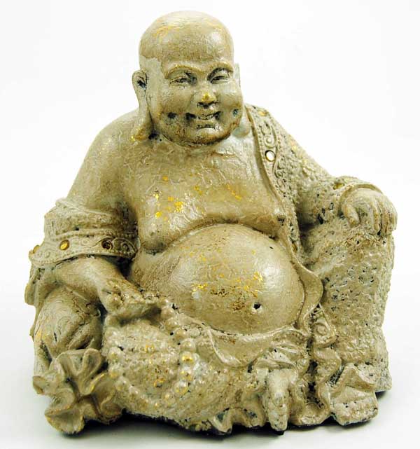 Buddha Happy Sitting Natural 16X14X15cm