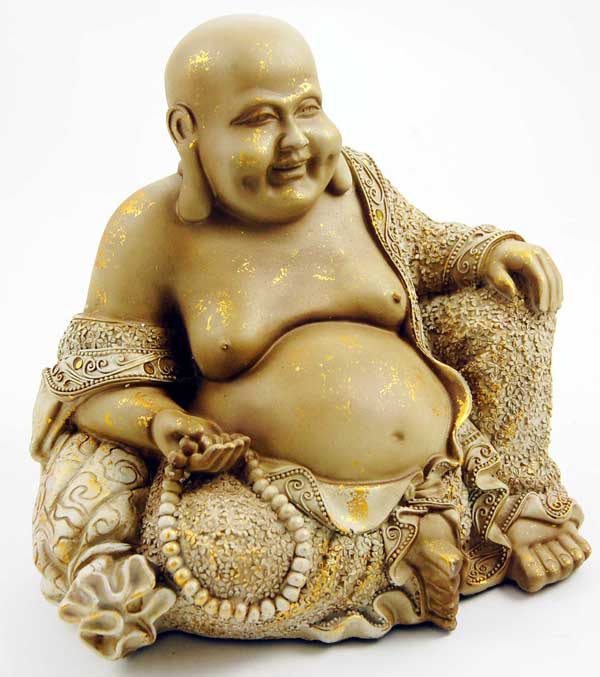 Buddha With Beads Sitting Beige And Natural 22.5X17X20cm