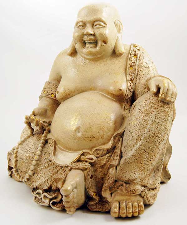 Buddha With Beads Sitting Natural 28.5X26X27.5cm