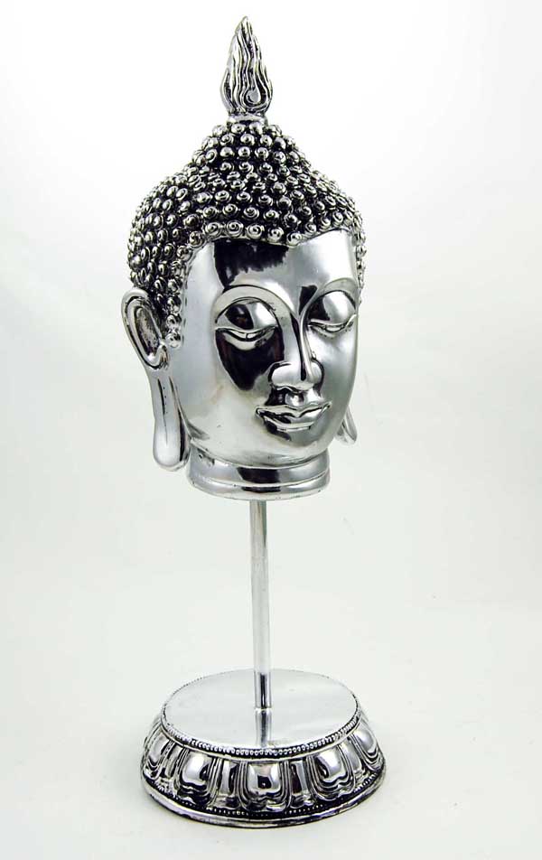 Buddha Thai Head On Stand Silver Colour 14.5X14.5X41cm