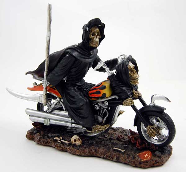 Grim Reaper On Motorcycle 24X9.5X19cm