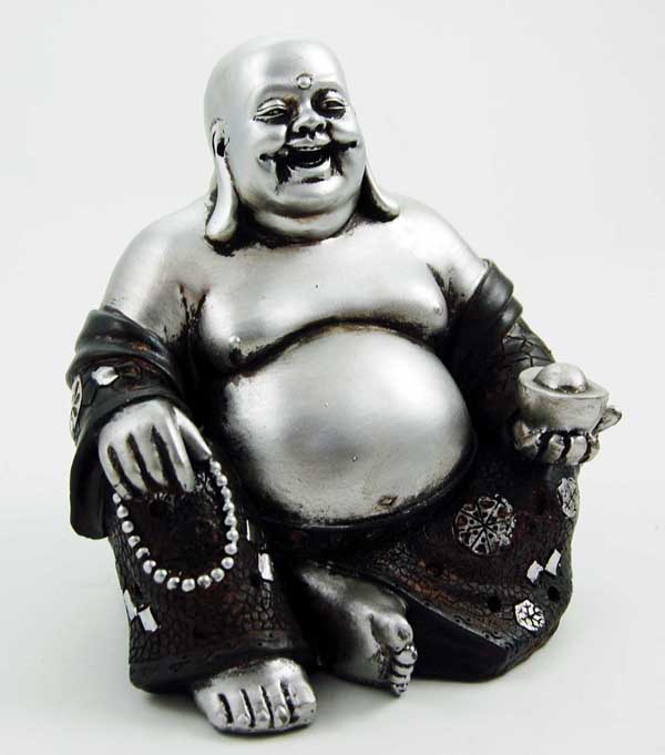 Buddha Happy Sitting Silver Co 15X14X14.5cm