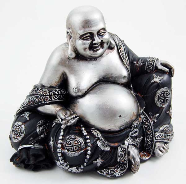 Buddha Happy Sitting With Cloak And Beads 20.5X16X17cm