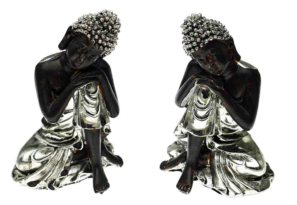 Buddha Thai Sitting Set of 2 7X6.5X10.5cm