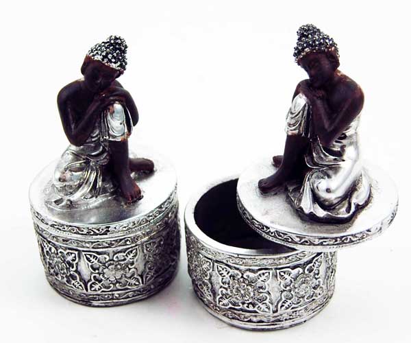 Box Round Thai Buddha Set Of 2 5X5X8.5cm