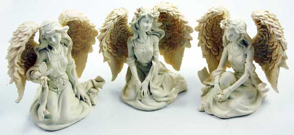 Angel Sitting Natural Set of 3  10.5X7.5X10.5cm