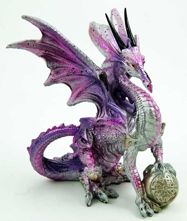 Dragon Silver And Purple With Ball 12X8.5X12.5cm