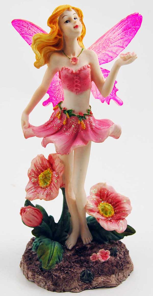 Fairy On Stand with Flowers 9X9X21cm