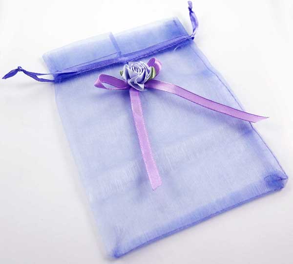 Pouch Mesh Lilac With Floral Bow 12.5x17cm