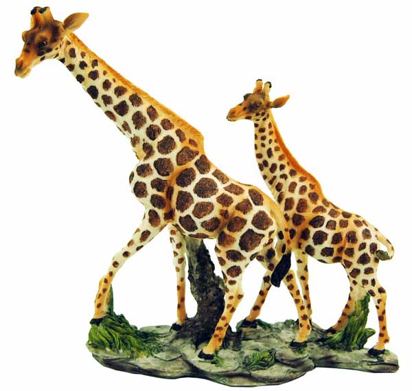 Giraffe With Baby On Base H9 Inch