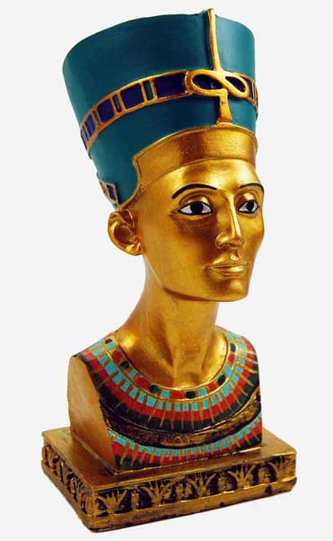 Egyptian Nephitite Painted On Gold Base H7 Inch
