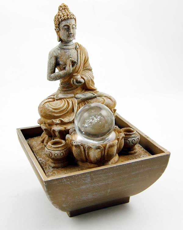 Fountain Buddha Thai Praying Natural With Light And Rolling Ball