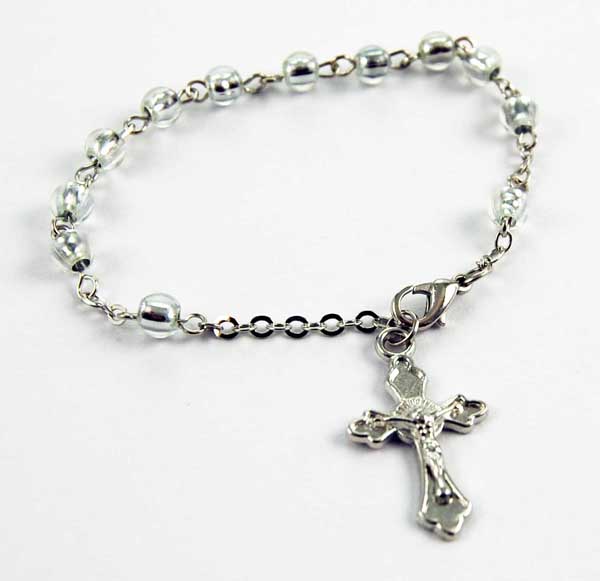 Bracelet Rosary Clear Plastic Beads