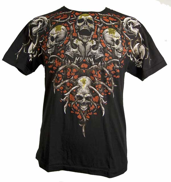 T-Shirt Medium Gold Skulls Artful Custom