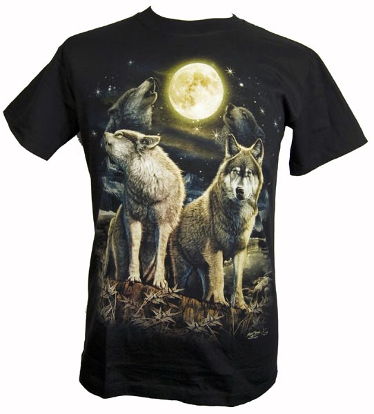 T-Shirt Large Wolves Pack Glow In The Dark