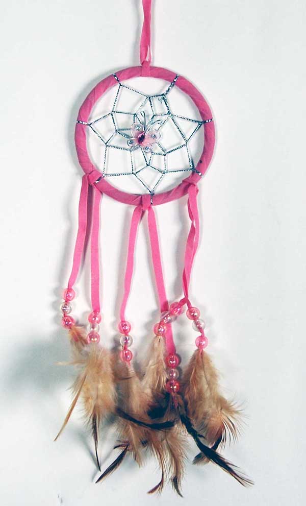 Dream Catcher Pink With Butterfly 3 Inch