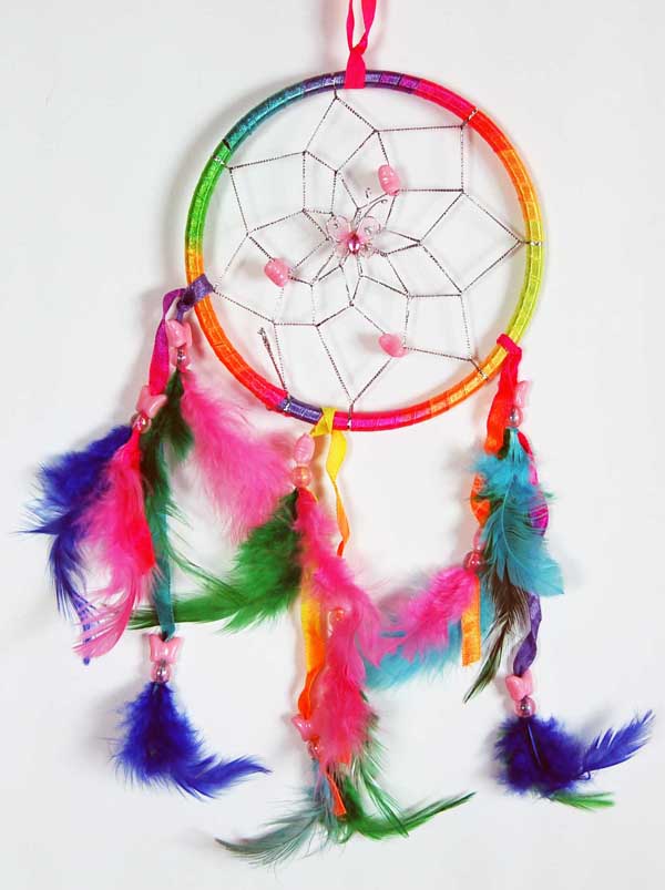 Dream Catcher Pastel Rainbow Colour With Butterfly 5 Inch