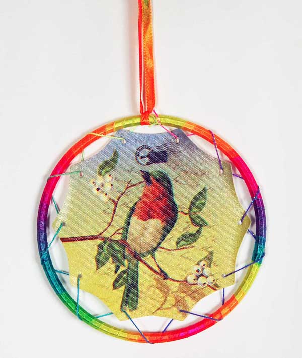 Dream Catcher With Bird And Mini Dream Catchers Pastel Rainbow C