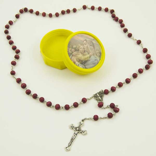 Rosary Bead Red Wooden Beads With Gift Box